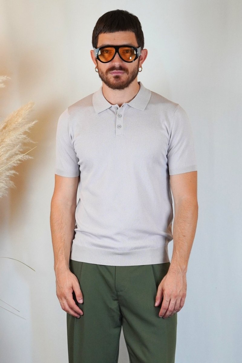 POLO MANICA CORTA IN MAGLIA AVORIO - Benevierre