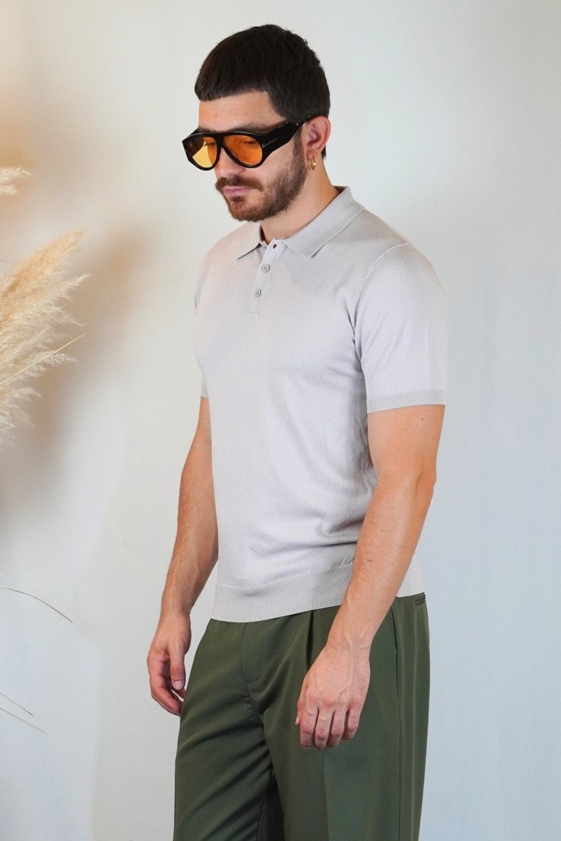 POLO MANICA CORTA IN MAGLIA AVORIO - Benevierre