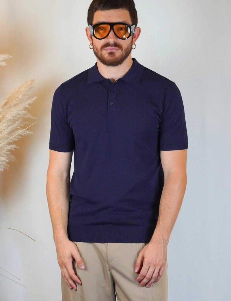 POLO MANICA CORTA IN MAGLIA BLU - Benevierre