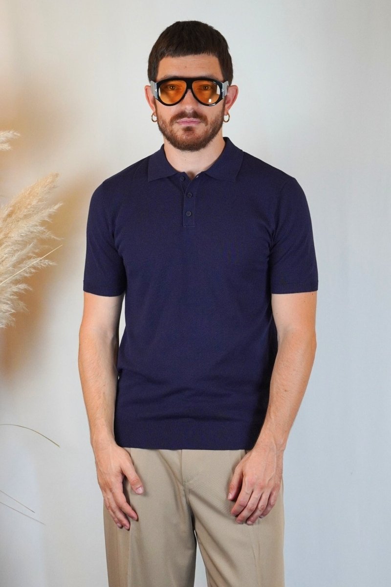 POLO MANICA CORTA IN MAGLIA BLU - Benevierre