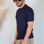 POLO MANICA CORTA IN MAGLIA BLU - Benevierre
