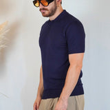 POLO MANICA CORTA IN MAGLIA BLU - Benevierre