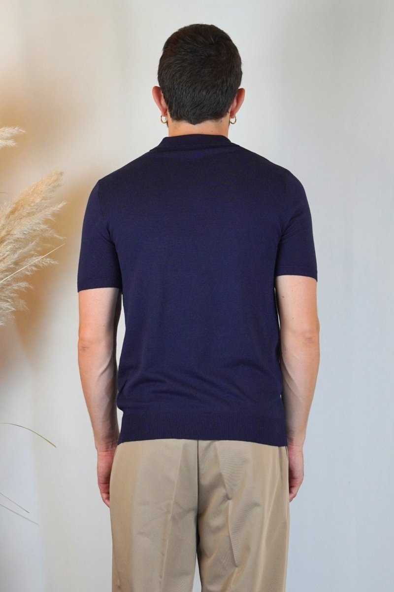 POLO MANICA CORTA IN MAGLIA BLU - Benevierre