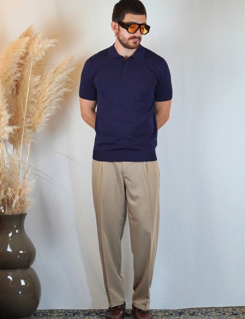 POLO MANICA CORTA IN MAGLIA BLU - Benevierre