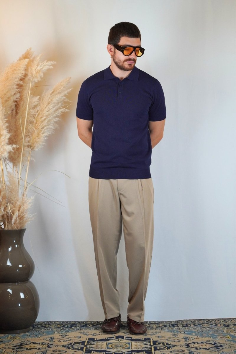 POLO MANICA CORTA IN MAGLIA BLU - Benevierre