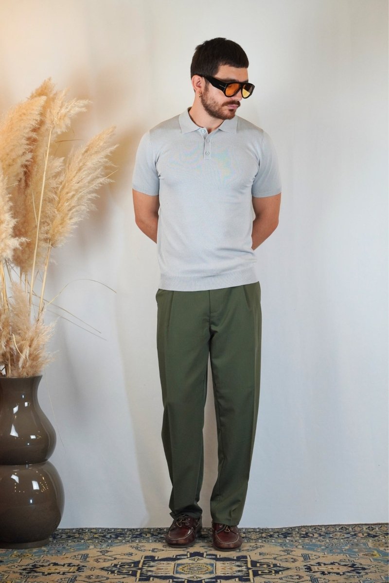 POLO MANICA CORTA IN MAGLIA GRIGIA - Benevierre