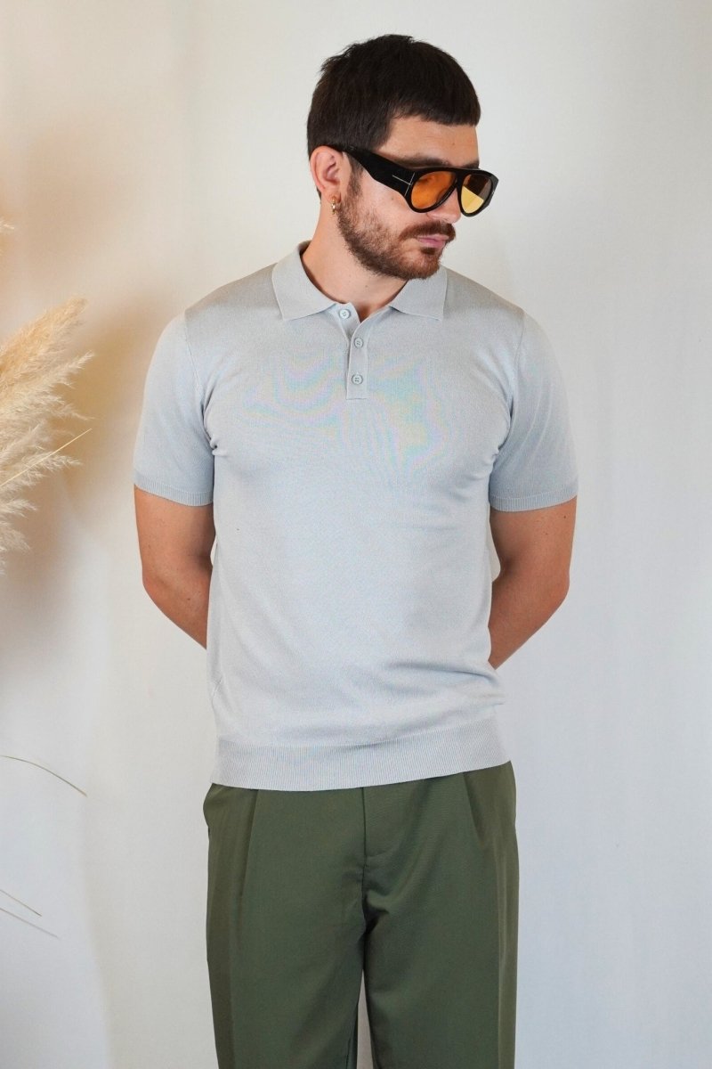 POLO MANICA CORTA IN MAGLIA GRIGIA - Benevierre