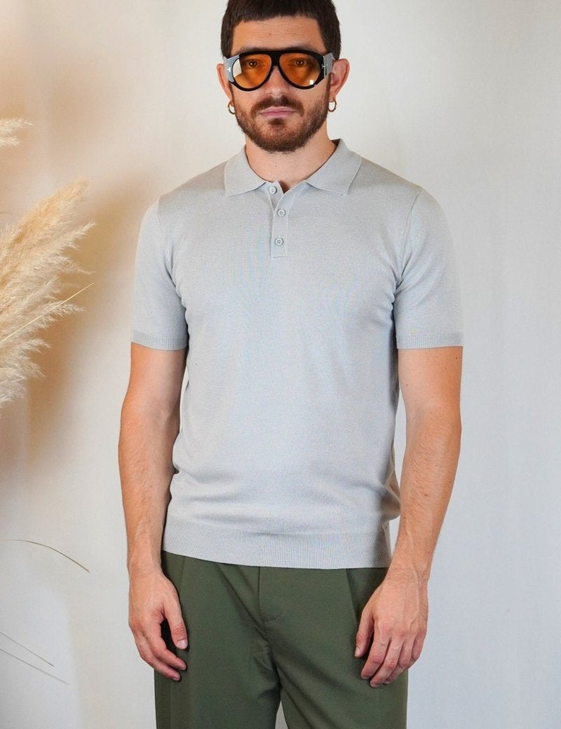 POLO MANICA CORTA IN MAGLIA GRIGIA - Benevierre