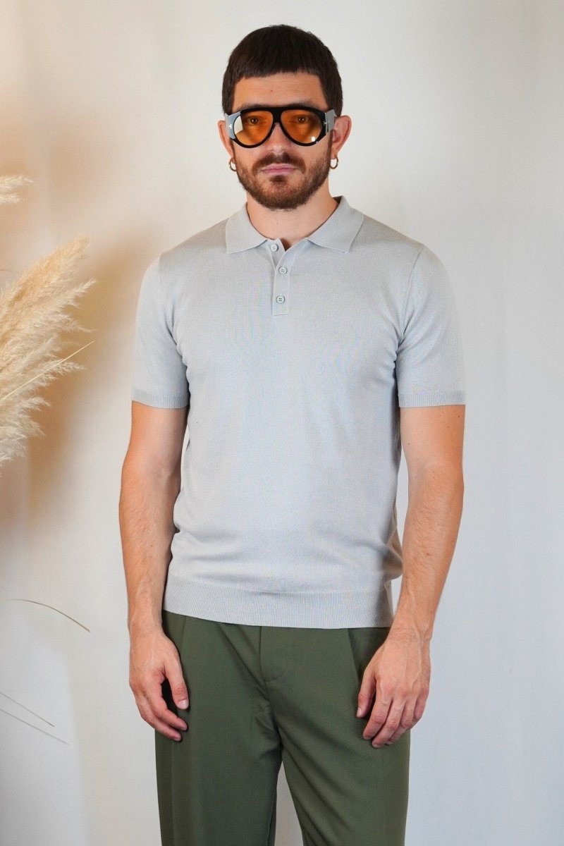 POLO MANICA CORTA IN MAGLIA GRIGIA - Benevierre