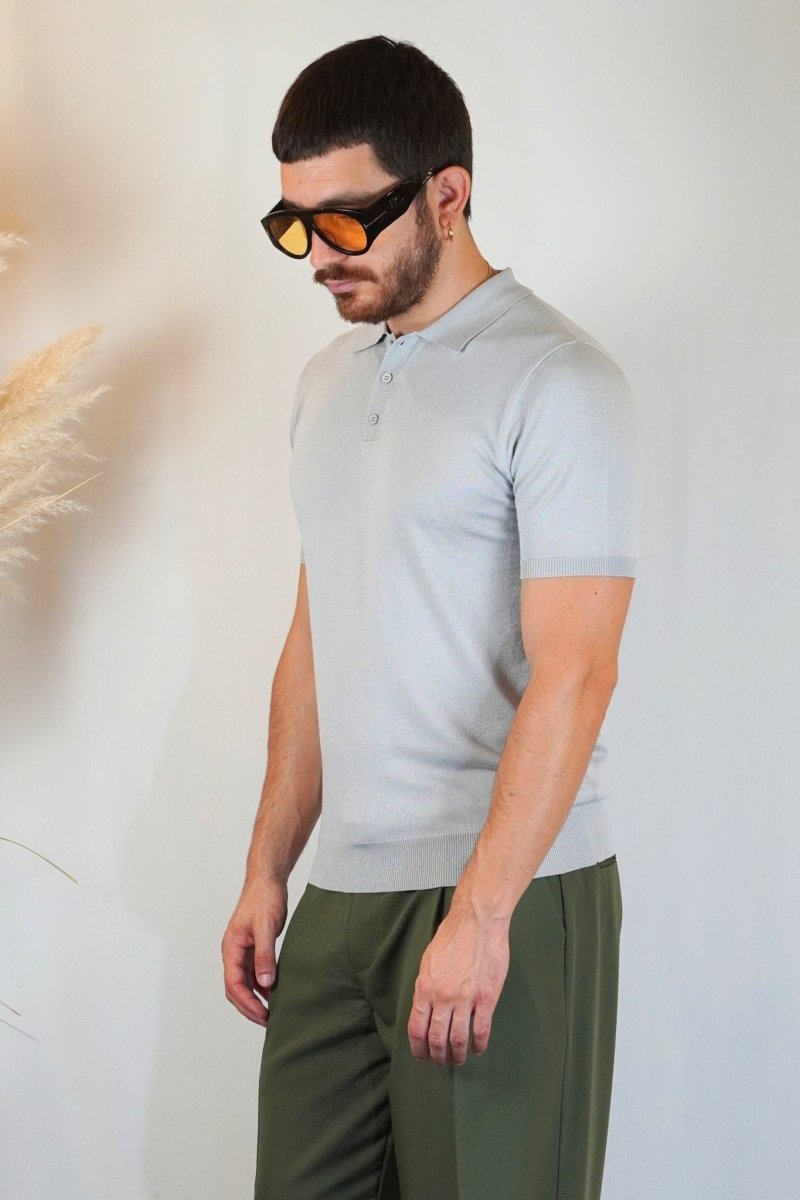 POLO MANICA CORTA IN MAGLIA GRIGIA - Benevierre