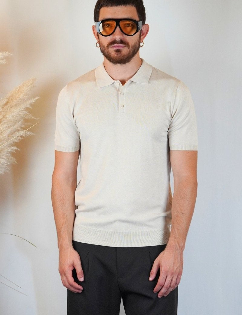 POLO MANICA CORTA IN MAGLIA SABBIA - Benevierre