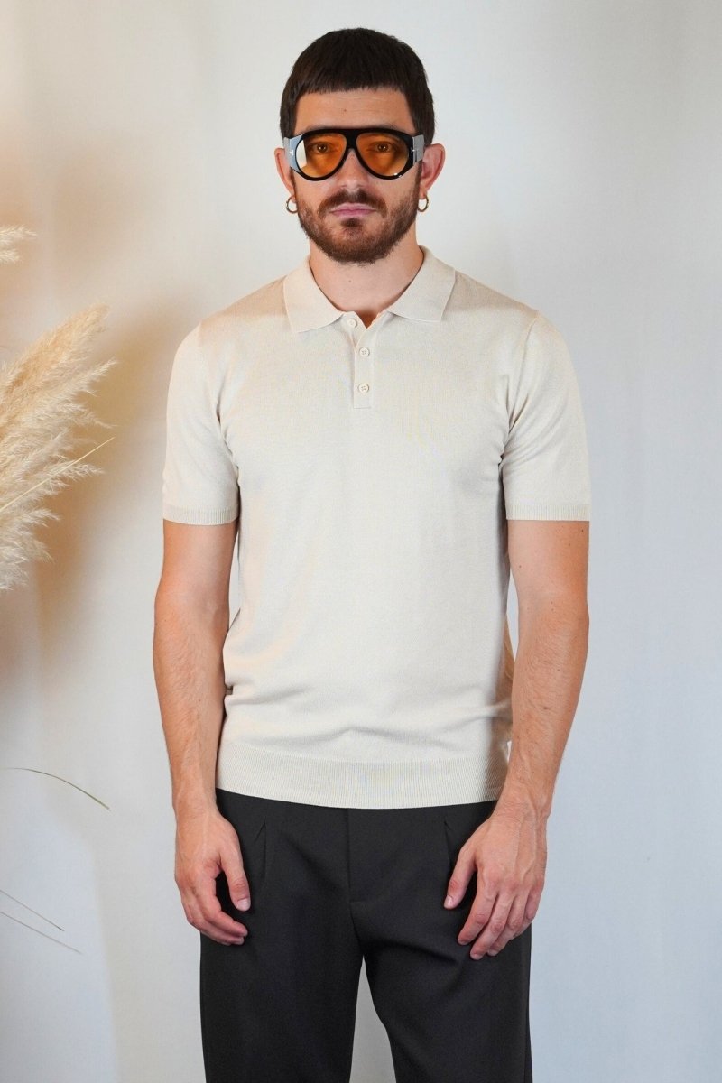 POLO MANICA CORTA IN MAGLIA SABBIA - Benevierre