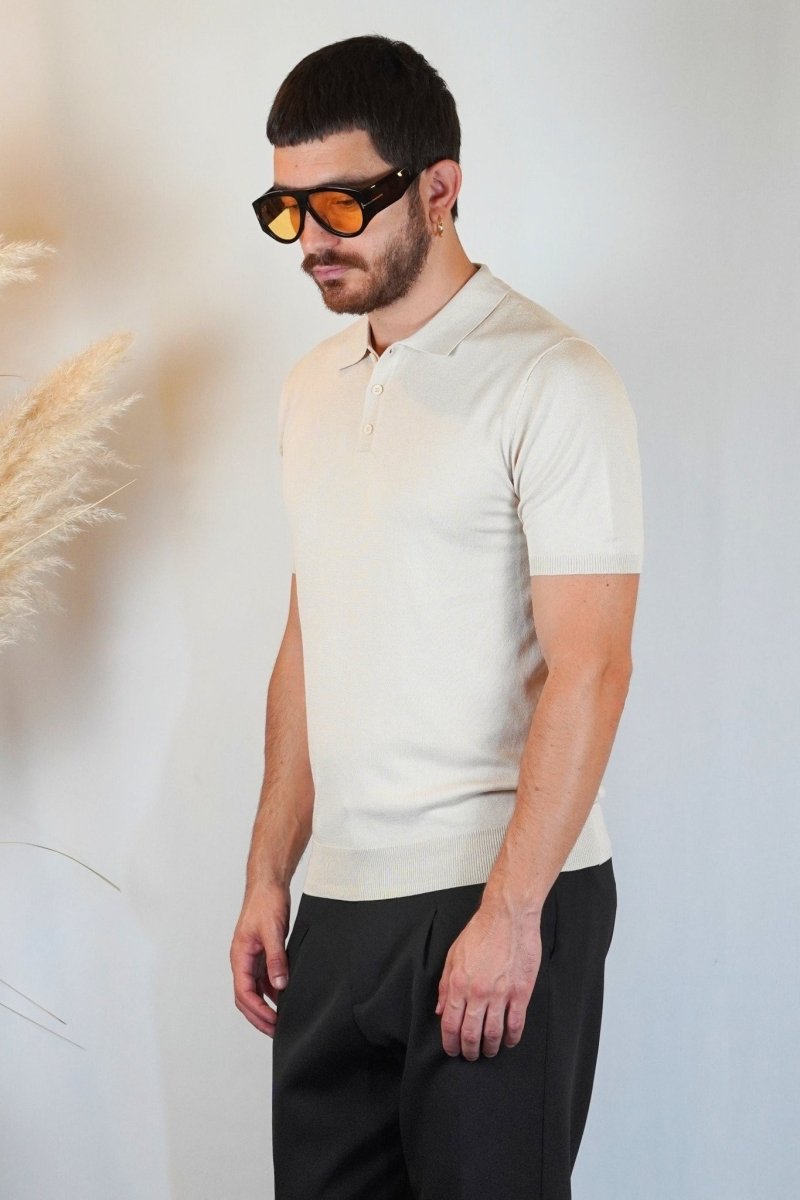 POLO MANICA CORTA IN MAGLIA SABBIA - Benevierre