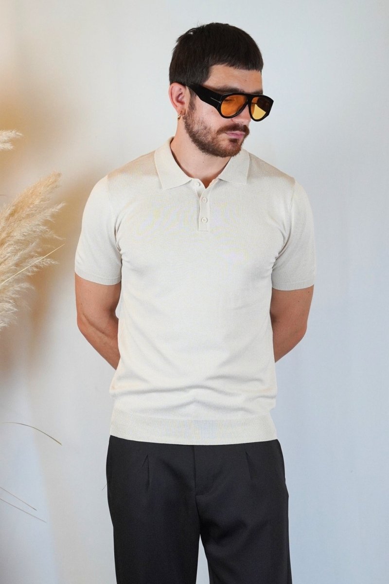 POLO MANICA CORTA IN MAGLIA SABBIA - Benevierre