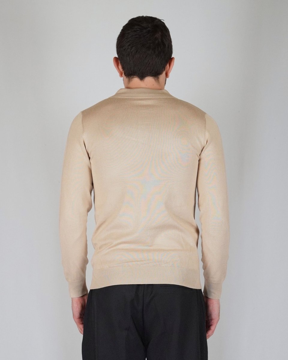 POLO MANICA LUNGA IN MAGLIA BEIGE - Benevierre