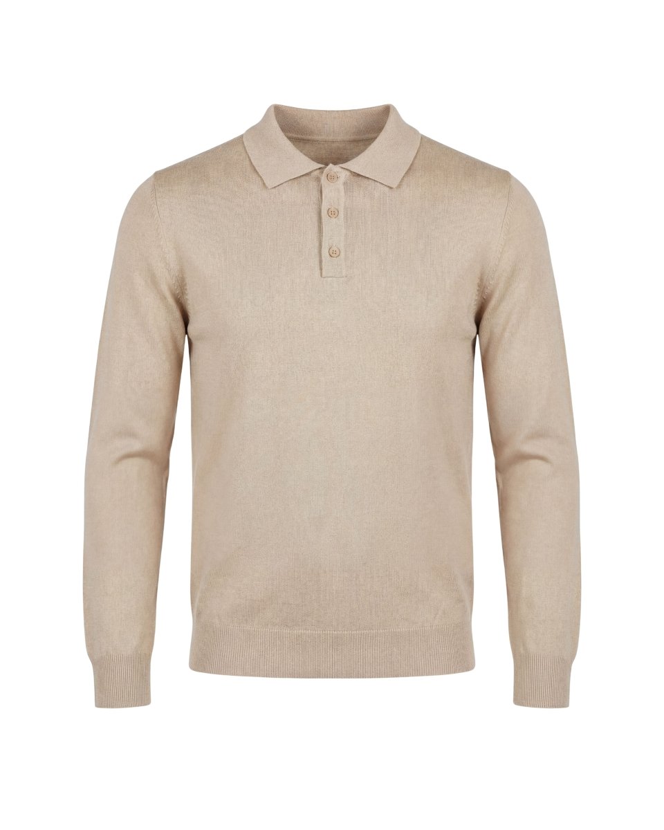 POLO MANICA LUNGA IN MAGLIA BEIGE - Benevierre