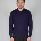 POLO MANICA LUNGA IN MAGLIA BLU - Benevierre