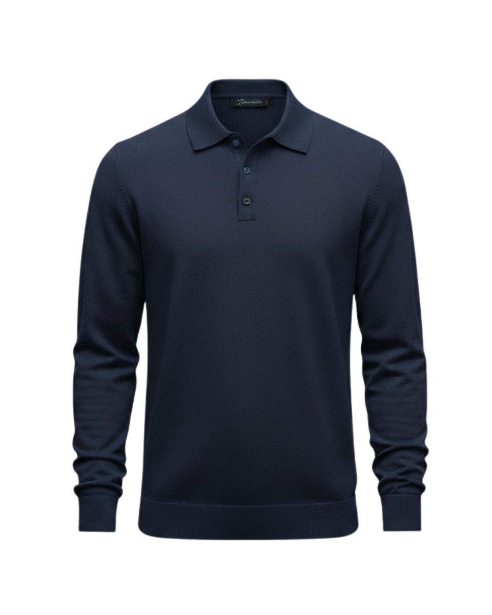POLO MANICA LUNGA IN MAGLIA BLU - Benevierre