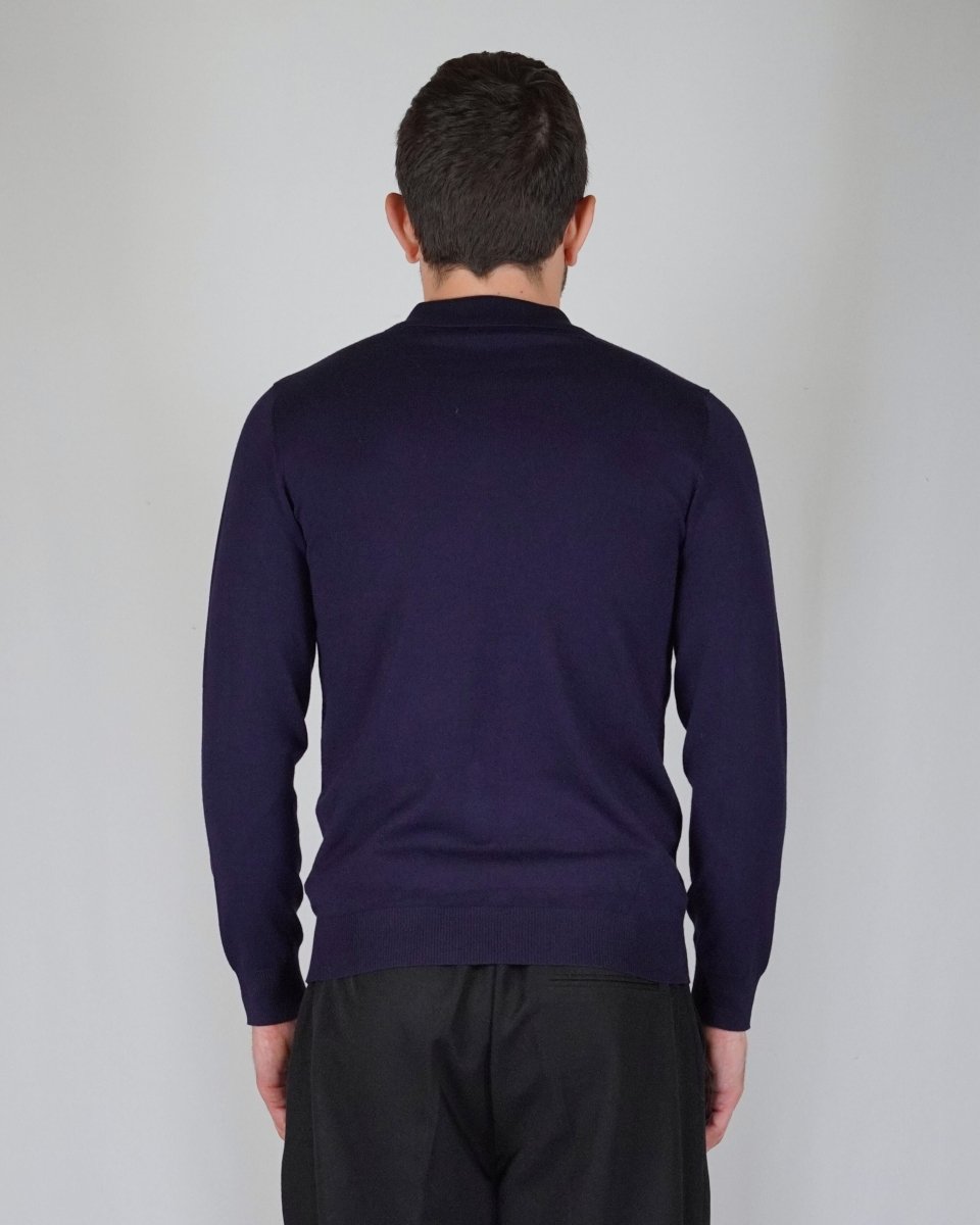 POLO MANICA LUNGA IN MAGLIA BLU - Benevierre
