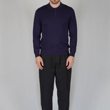 POLO MANICA LUNGA IN MAGLIA BLU - Benevierre