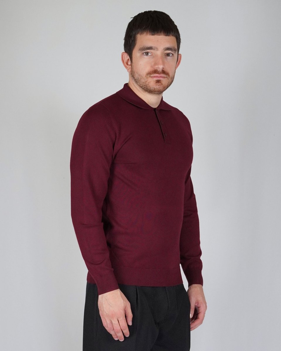 POLO MANICA LUNGA IN MAGLIA BORDEAUX - Benevierre