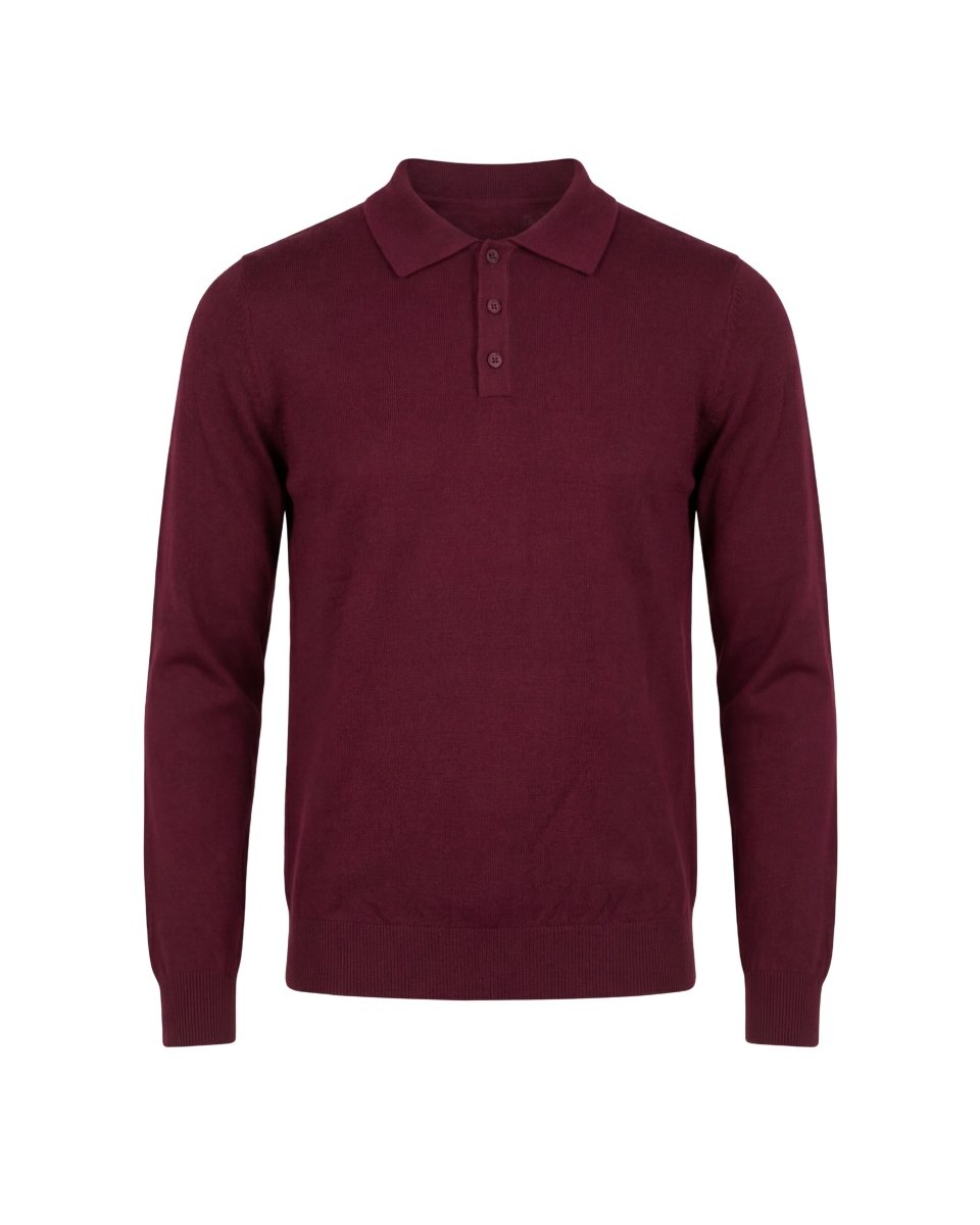 POLO MANICA LUNGA IN MAGLIA BORDEAUX - Benevierre