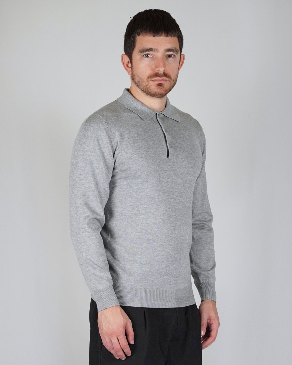 POLO MANICA LUNGA IN MAGLIA GRIGIA - Benevierre