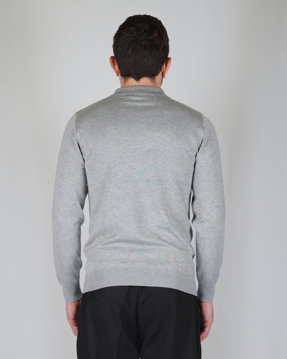 POLO MANICA LUNGA IN MAGLIA GRIGIA - Benevierre