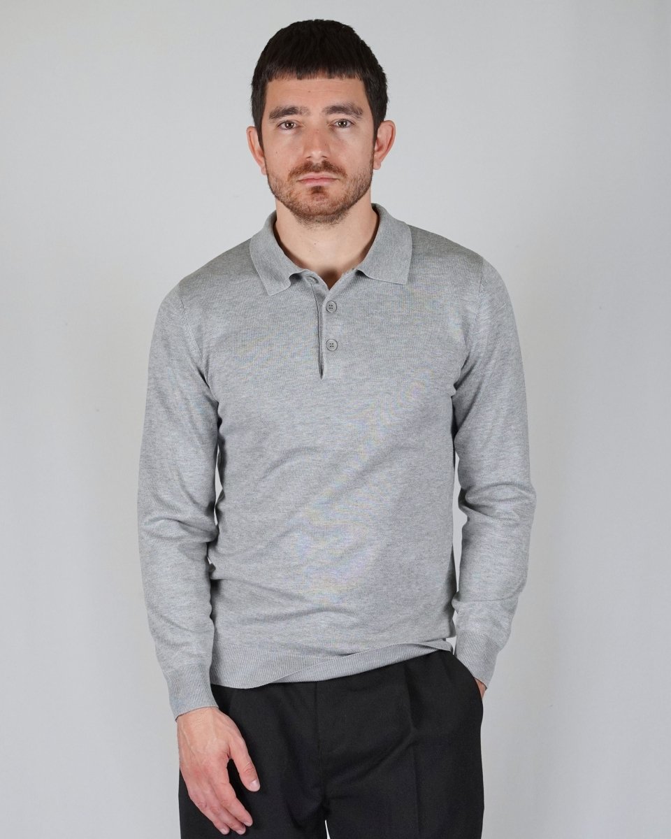 POLO MANICA LUNGA IN MAGLIA GRIGIA - Benevierre