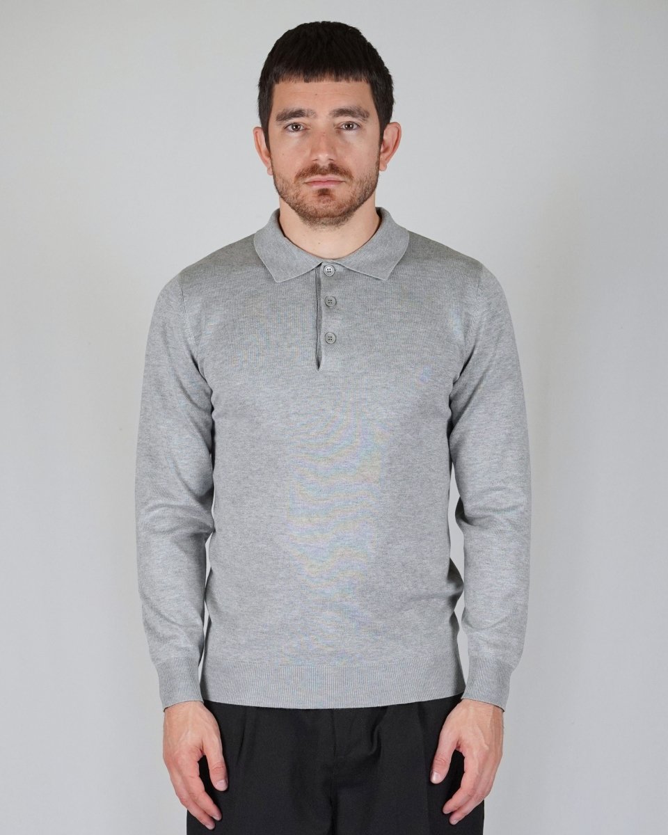 POLO MANICA LUNGA IN MAGLIA GRIGIA - Benevierre