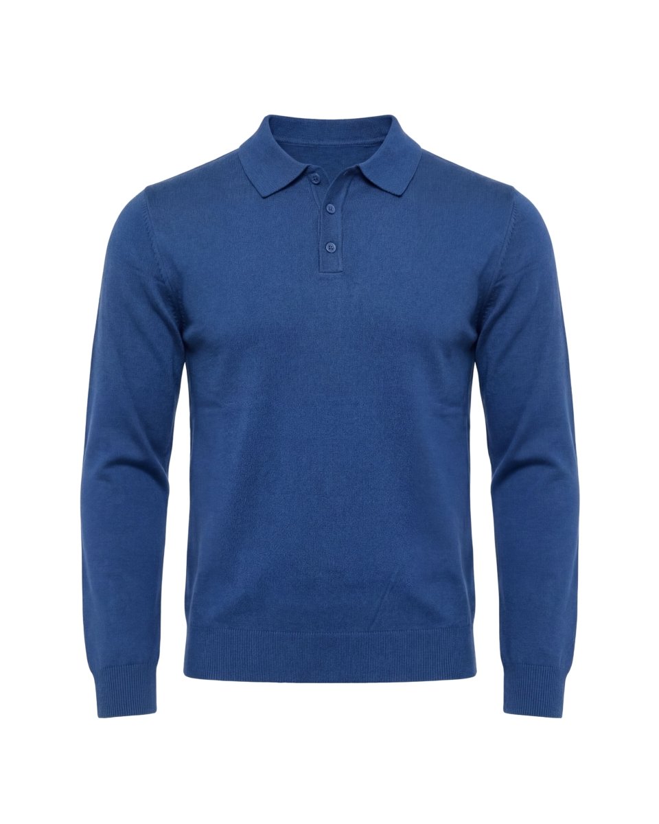 POLO MANICA LUNGA IN MAGLIA LIGHT BLUE - Benevierre