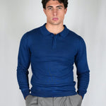POLO MANICA LUNGA IN MAGLIA LIGHT BLUE - Benevierre