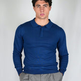 POLO MANICA LUNGA IN MAGLIA LIGHT BLUE - Benevierre