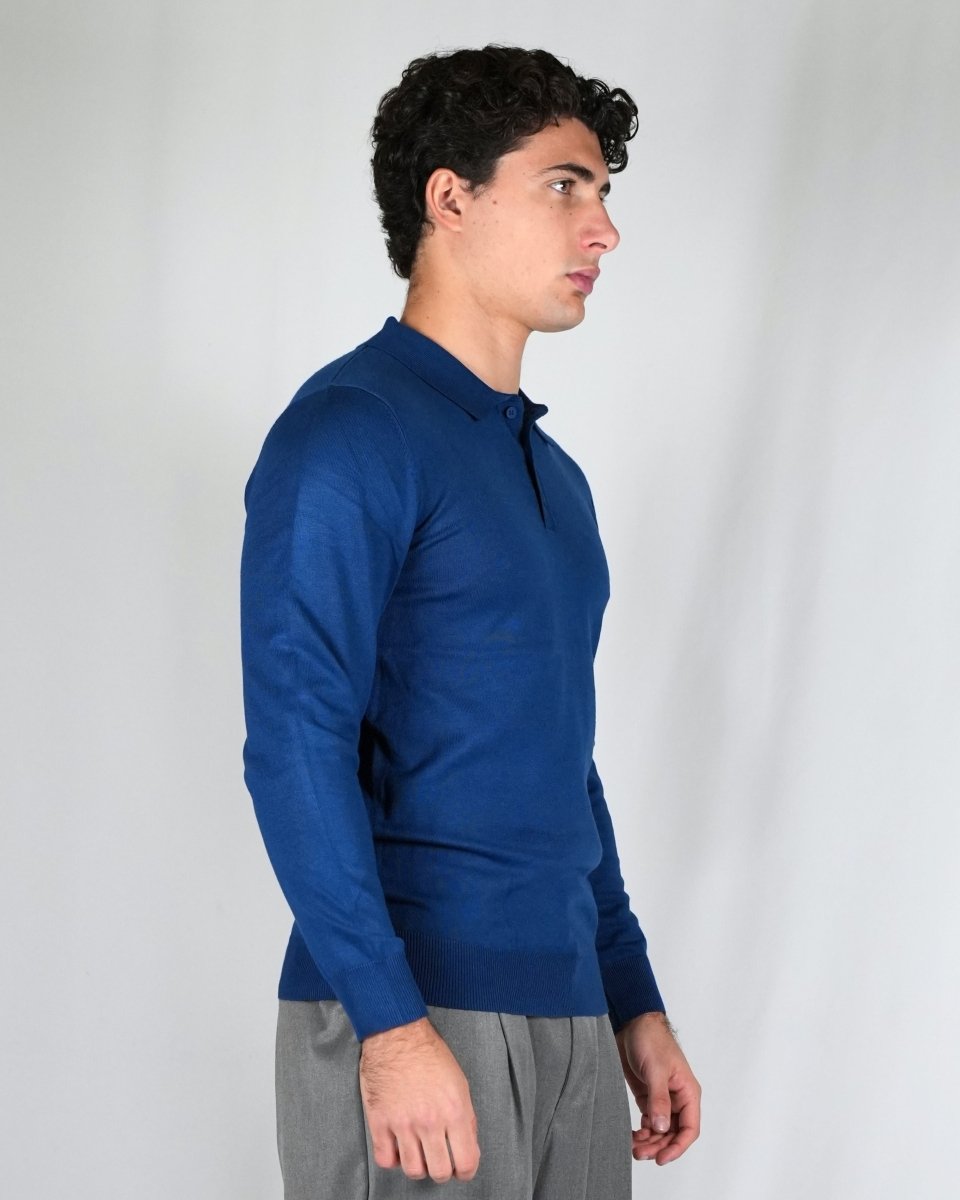 POLO MANICA LUNGA IN MAGLIA LIGHT BLUE - Benevierre