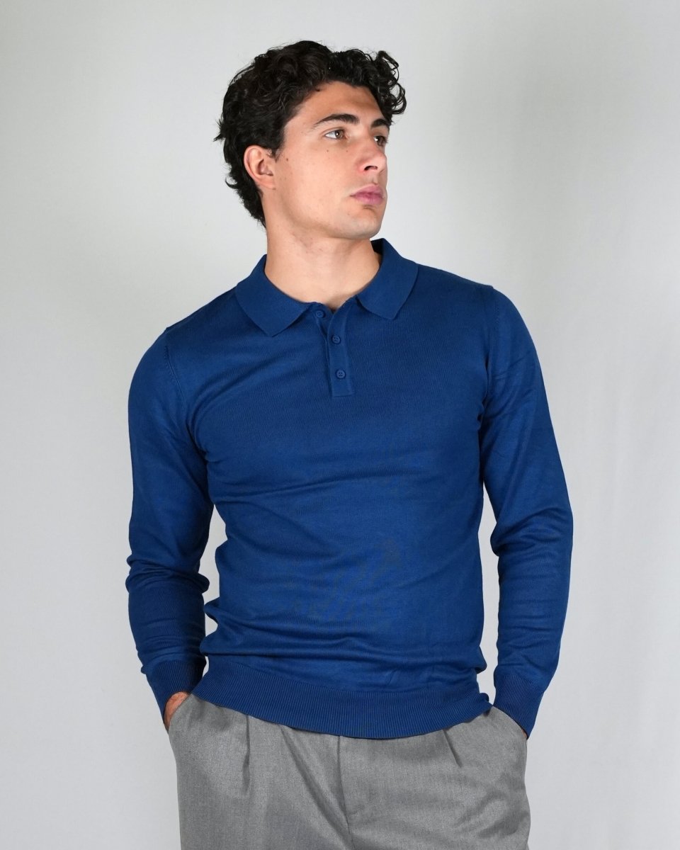 POLO MANICA LUNGA IN MAGLIA LIGHT BLUE - Benevierre