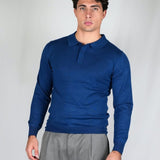 POLO MANICA LUNGA IN MAGLIA LIGHT BLUE - Benevierre