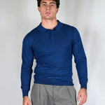 POLO MANICA LUNGA IN MAGLIA LIGHT BLUE - Benevierre