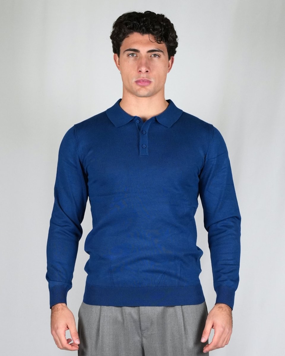 POLO MANICA LUNGA IN MAGLIA LIGHT BLUE - Benevierre