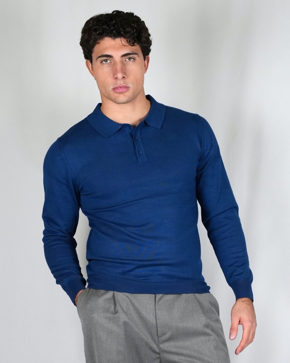 POLO MANICA LUNGA IN MAGLIA LIGHT BLUE - Benevierre