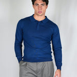 POLO MANICA LUNGA IN MAGLIA LIGHT BLUE - Benevierre