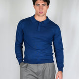 POLO MANICA LUNGA IN MAGLIA LIGHT BLUE - Benevierre