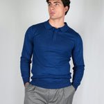 POLO MANICA LUNGA IN MAGLIA LIGHT BLUE - Benevierre