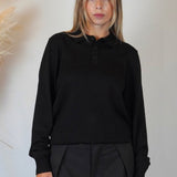 POLO MANICA LUNGA IN MAGLIA NERA - Benevierre