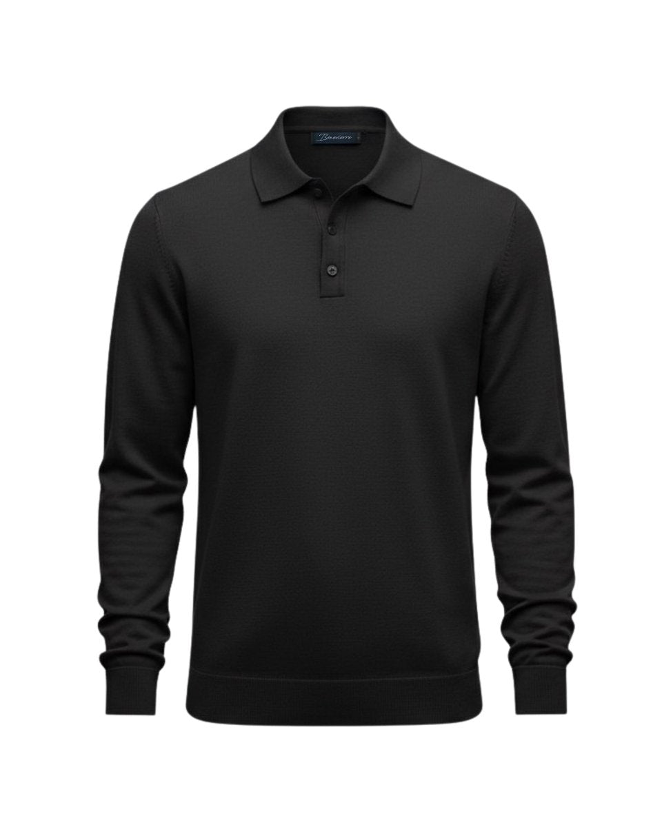 POLO MANICA LUNGA IN MAGLIA NERA - Benevierre