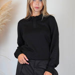 POLO MANICA LUNGA IN MAGLIA NERA - Benevierre