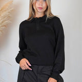POLO MANICA LUNGA IN MAGLIA NERA - Benevierre