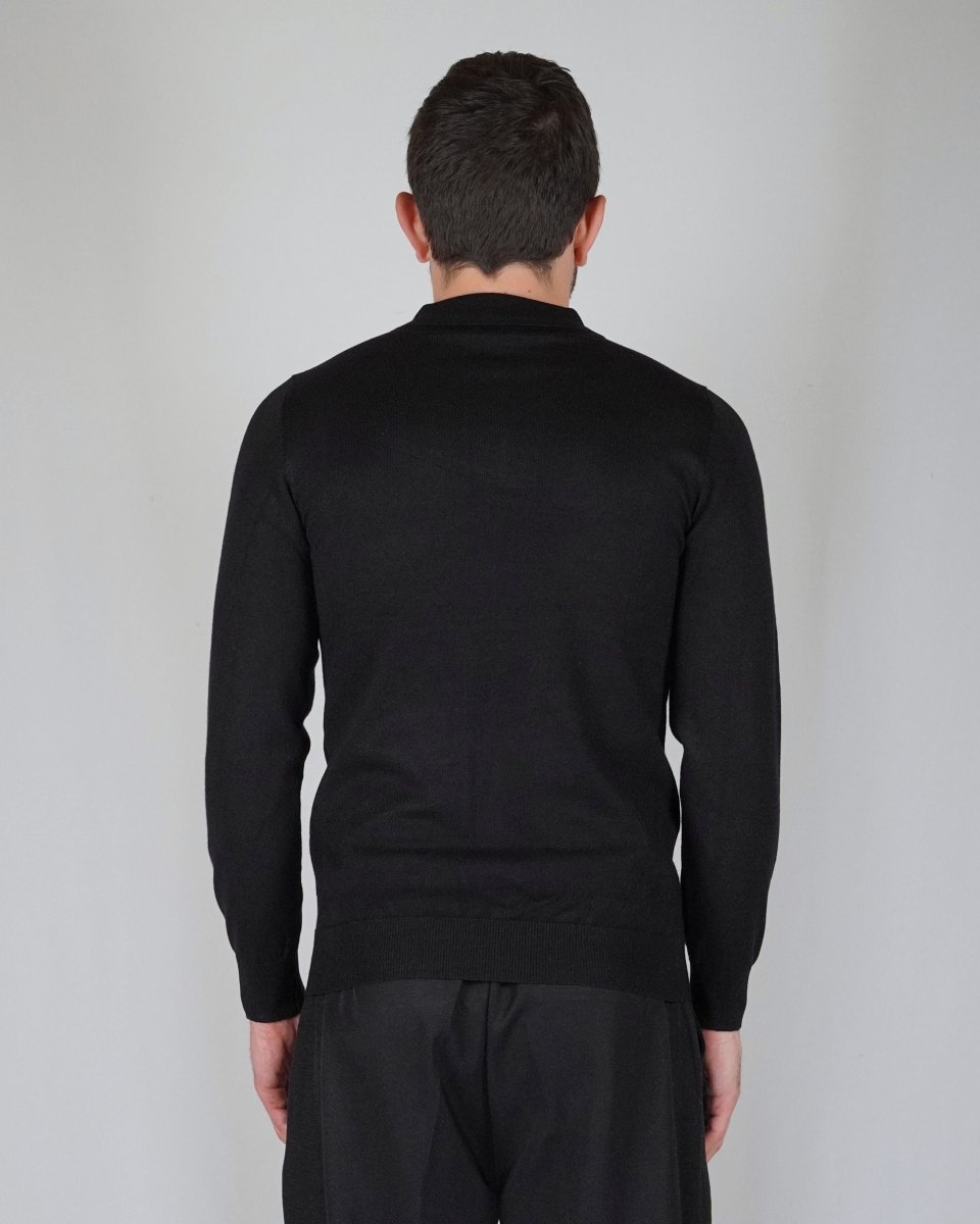 POLO MANICA LUNGA IN MAGLIA NERA - Benevierre