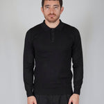 POLO MANICA LUNGA IN MAGLIA NERA - Benevierre