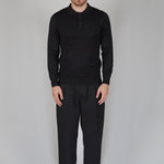 POLO MANICA LUNGA IN MAGLIA NERA - Benevierre