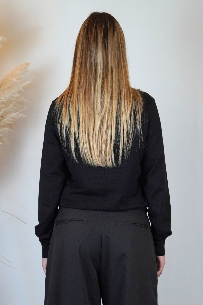 POLO MANICA LUNGA IN MAGLIA NERA - Benevierre